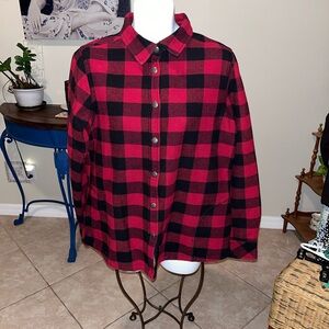 Orvis Plaid Fleece Lined Flannel Jacket  - M